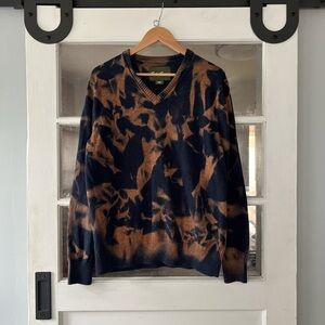 Customized Dyed Eddie Bauer Men's Deep Blue V-Neck Sweater